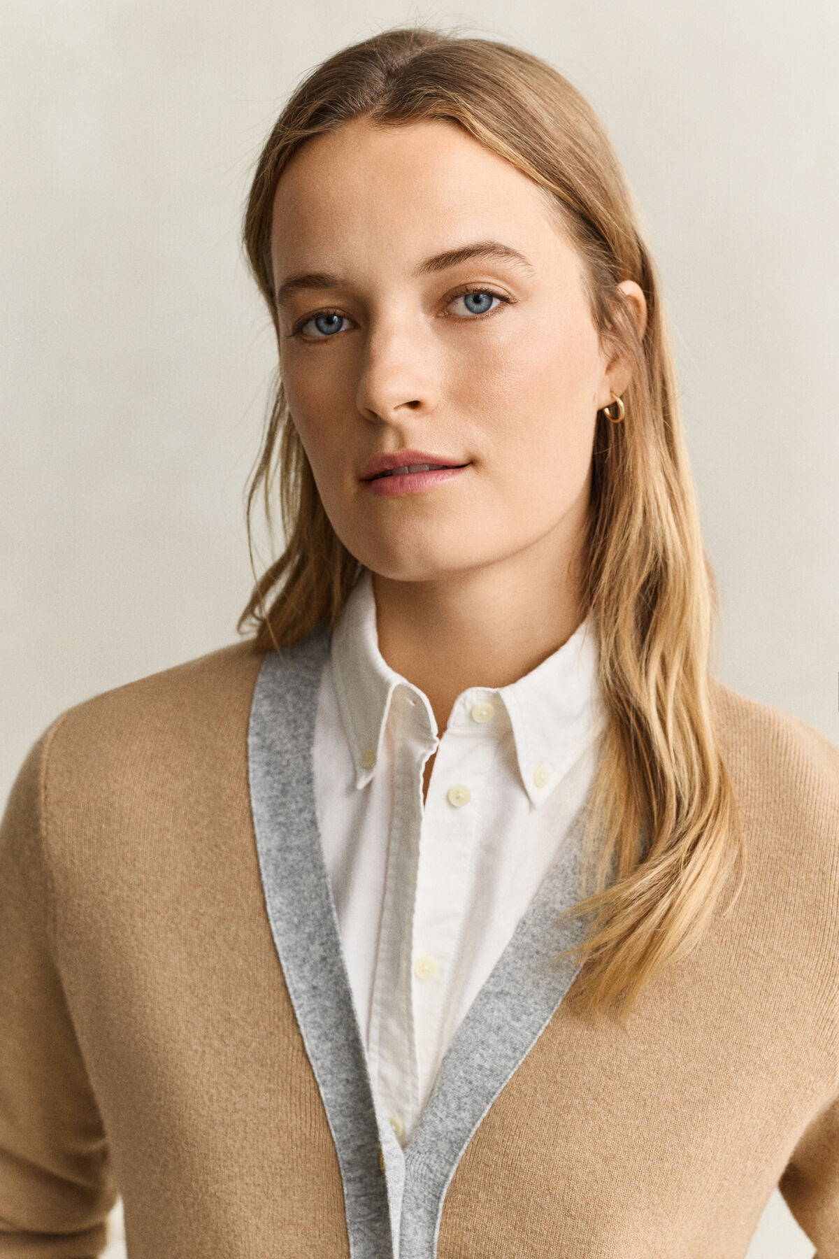 Contrast Cardigan — WARM KHAKI