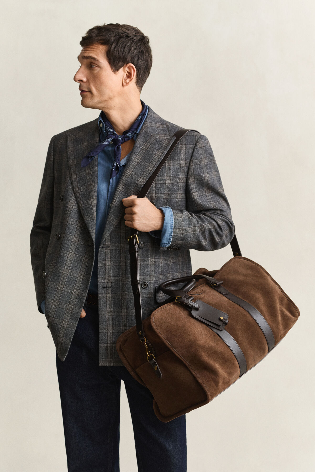 Suede Duffel Bag — SOIL BROWN