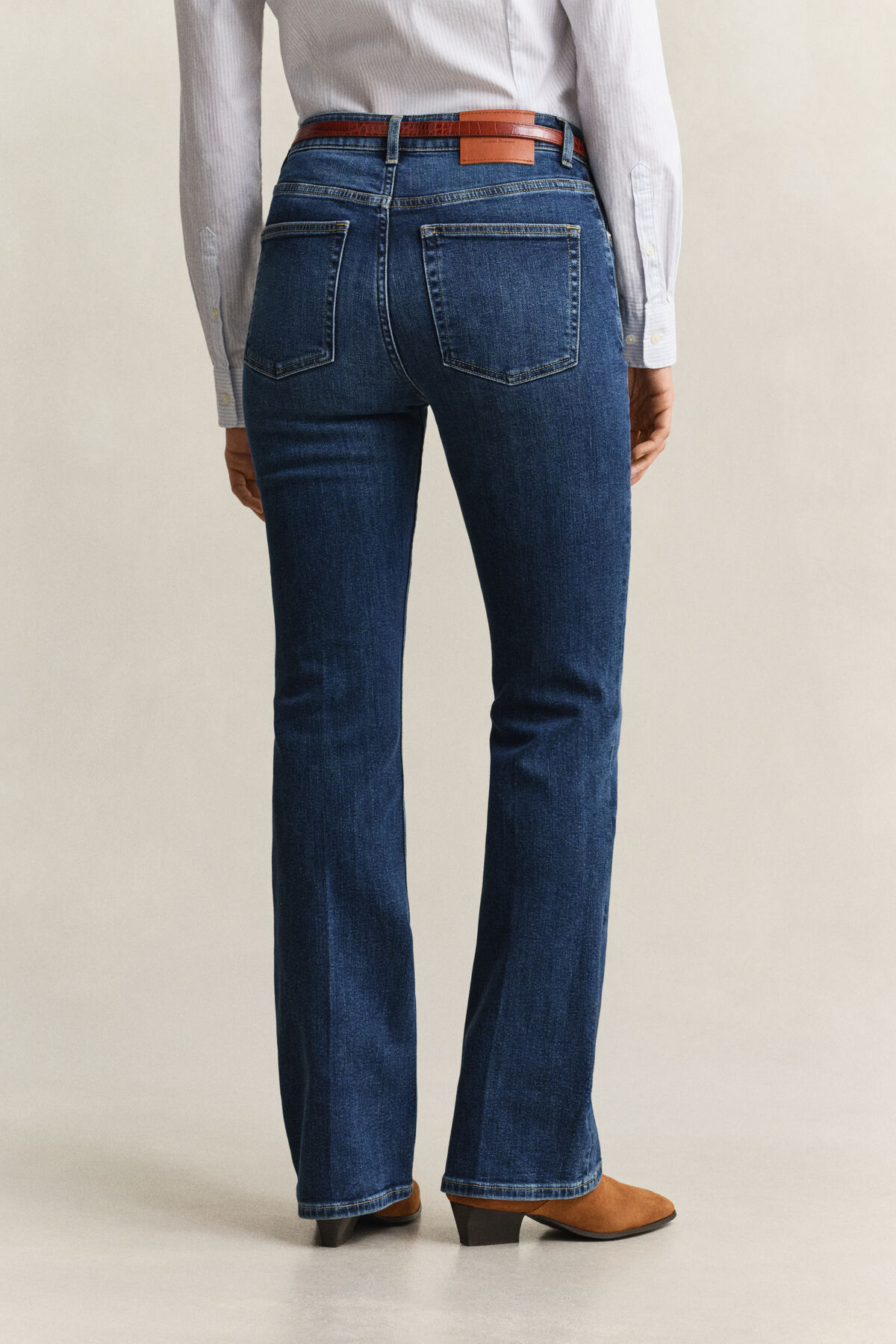 Slim Flared Stretch Jeans — DARK BLUE WORN IN