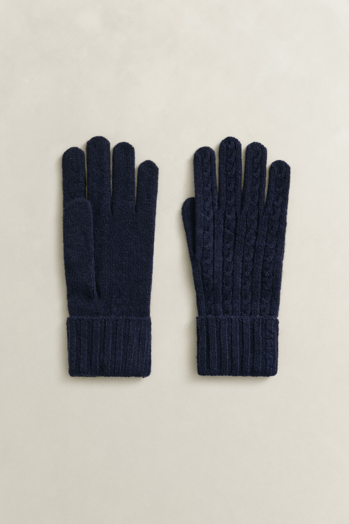 Wool Cable Knit Gloves — EVENING BLUE