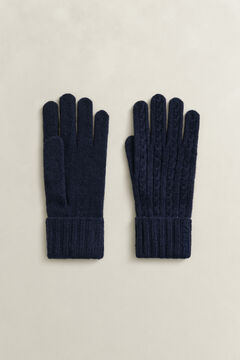 Wool Cable Knit Gloves — EVENING BLUE 2