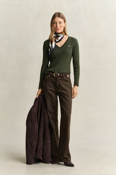 Classic Cable Knit Sweater — MOSSY GREEN 5