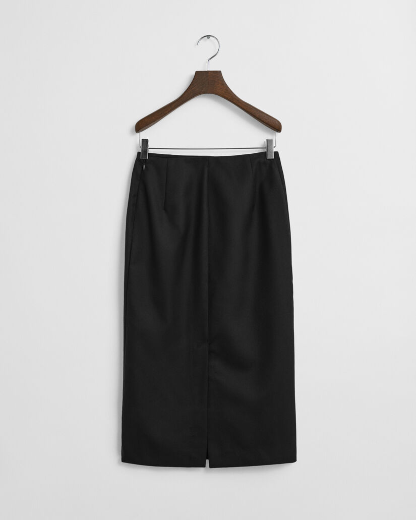 Wool Blend Midi Pencil Skirt