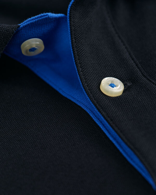 Contrast Piqué Polo Shirt — BLACK