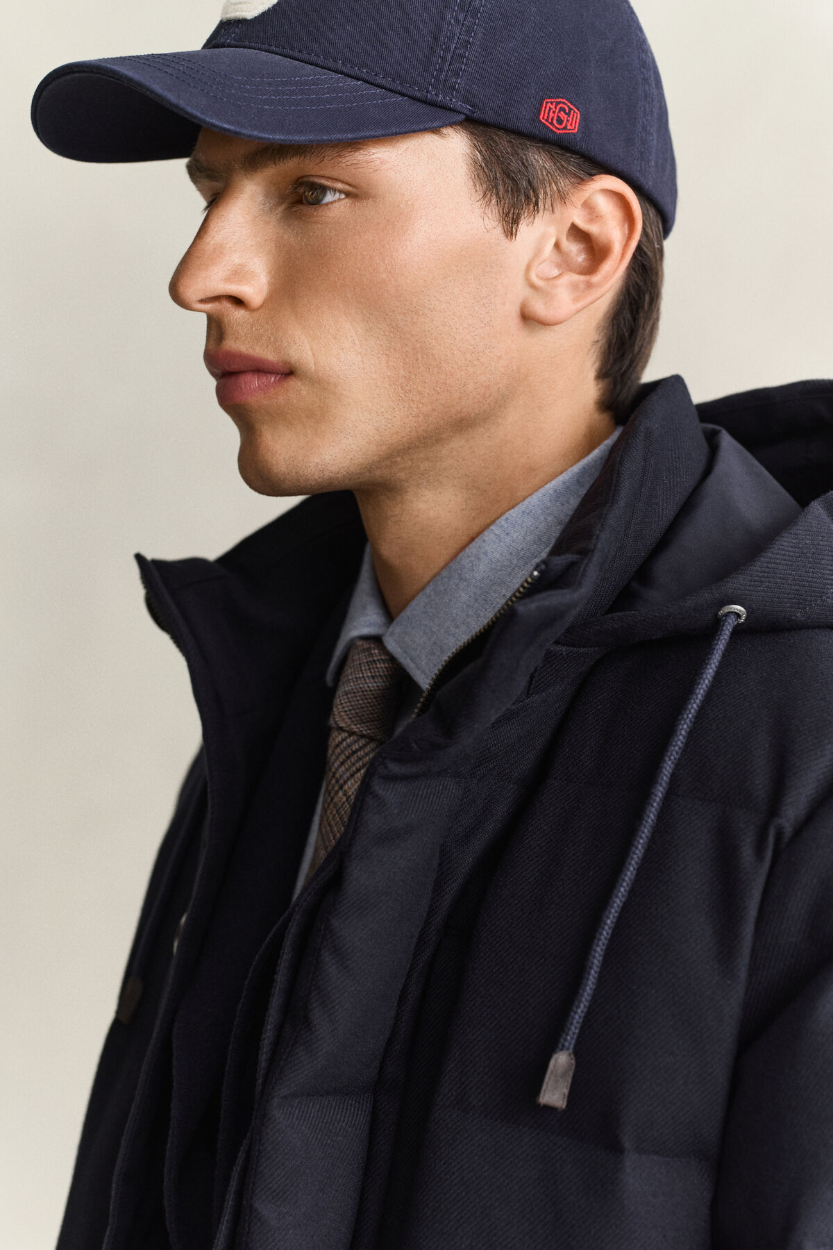 Flannel Down Mid Jacket — EVENING BLUE