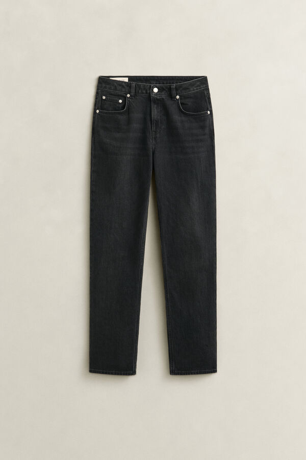 Straight Leg Stretch Jeans — BLACK WORN IN