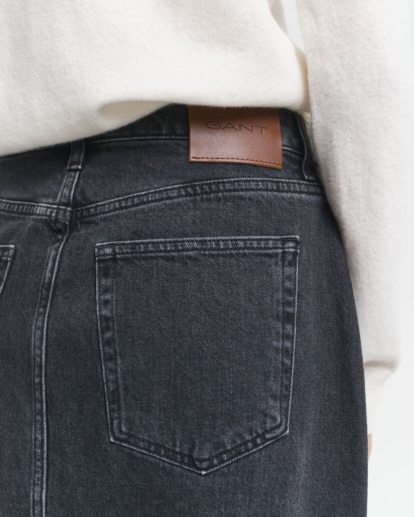 Buttoned Midi Denim Skirt