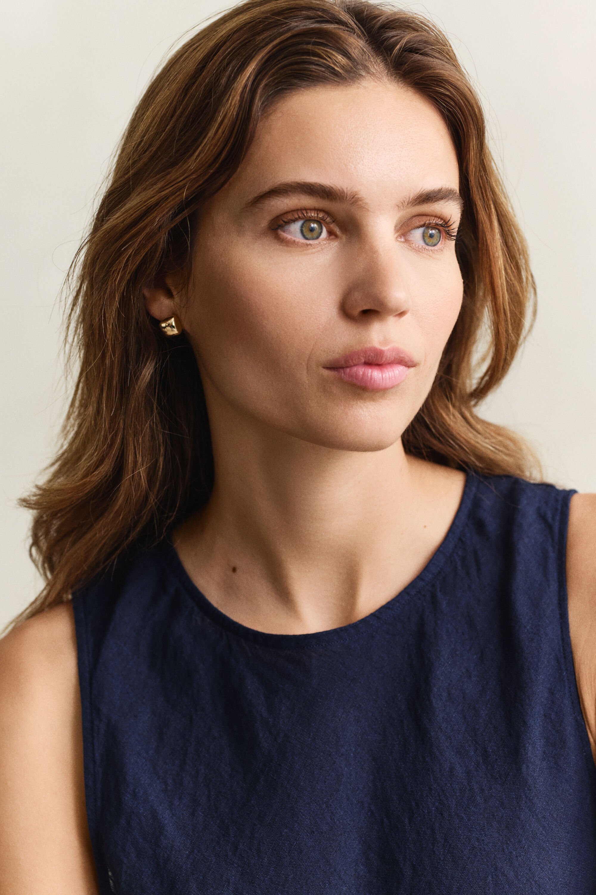 Bias Cut Linen Midi Dress