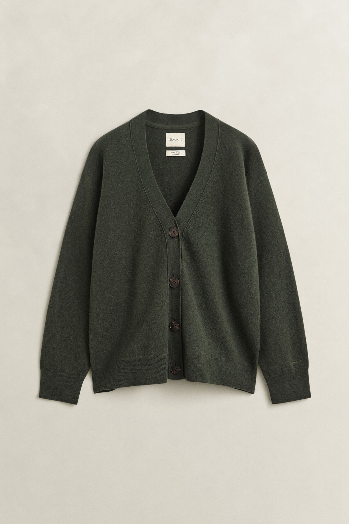 Superfine Lambswool Cardigan — MOSSY GREEN