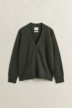 Superfine Lambswool Cardigan — MOSSY GREEN 1