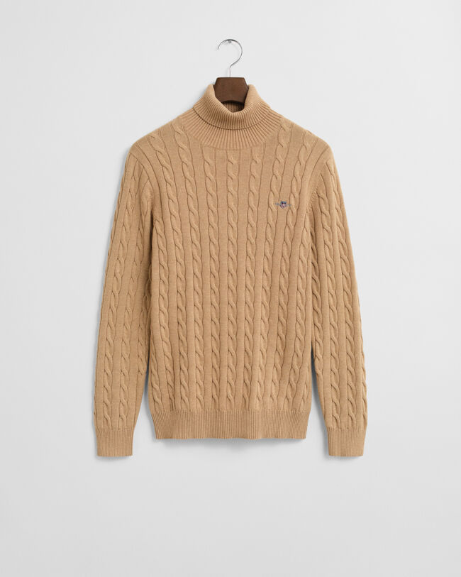 Cotton Cable Knit Turtleneck Sweater