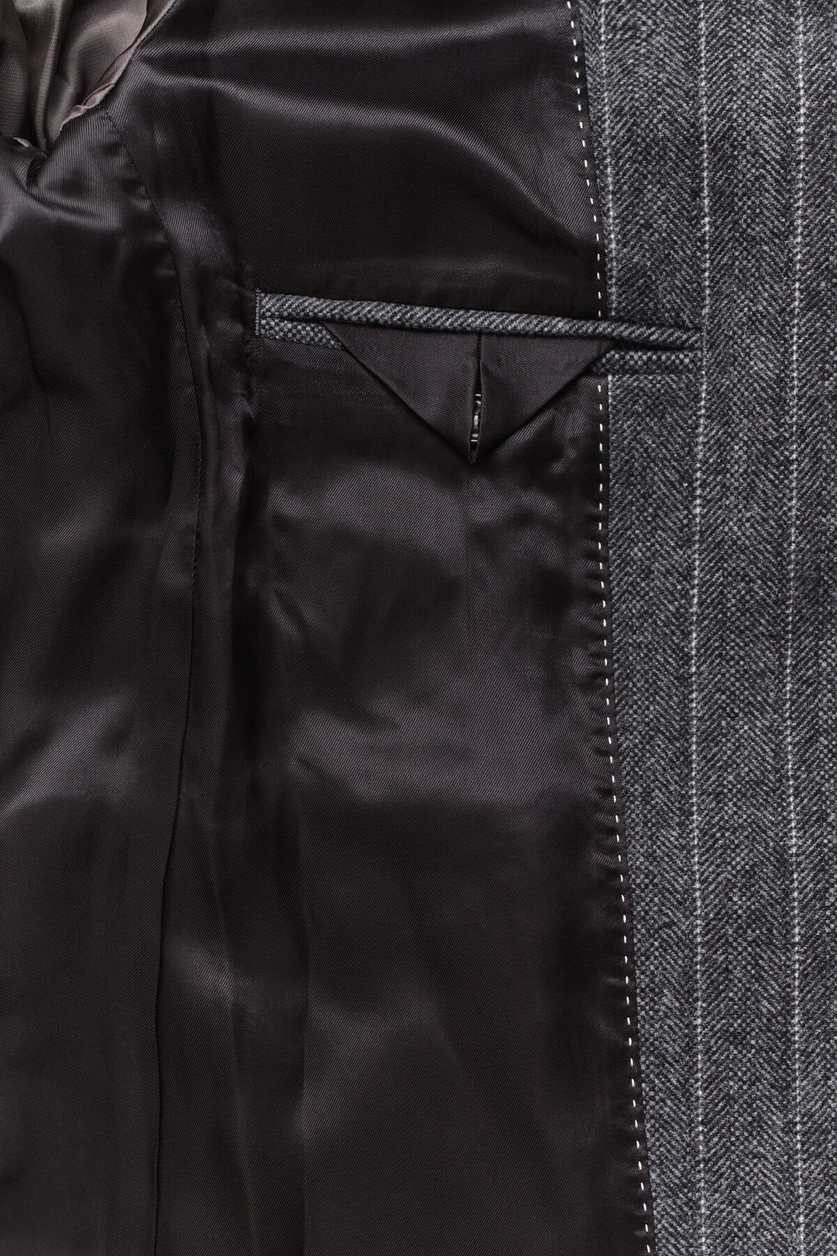 Pinstriped Hourglass Blazer — CHARCOAL MELANGE