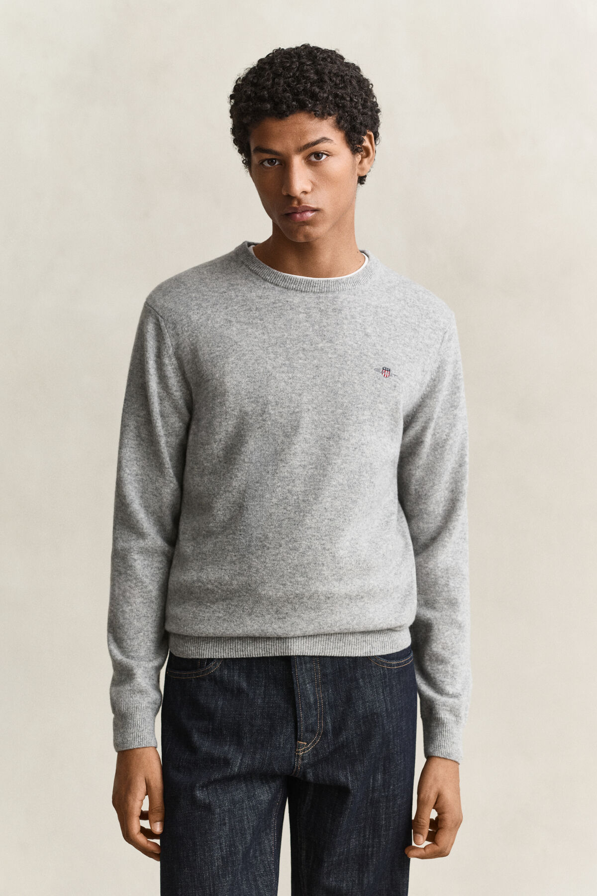 Lambswool Crew Neck Sweater — GREY MELANGE