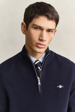 Textured Cotton Half-Zip Sweater — EVENING BLUE 3