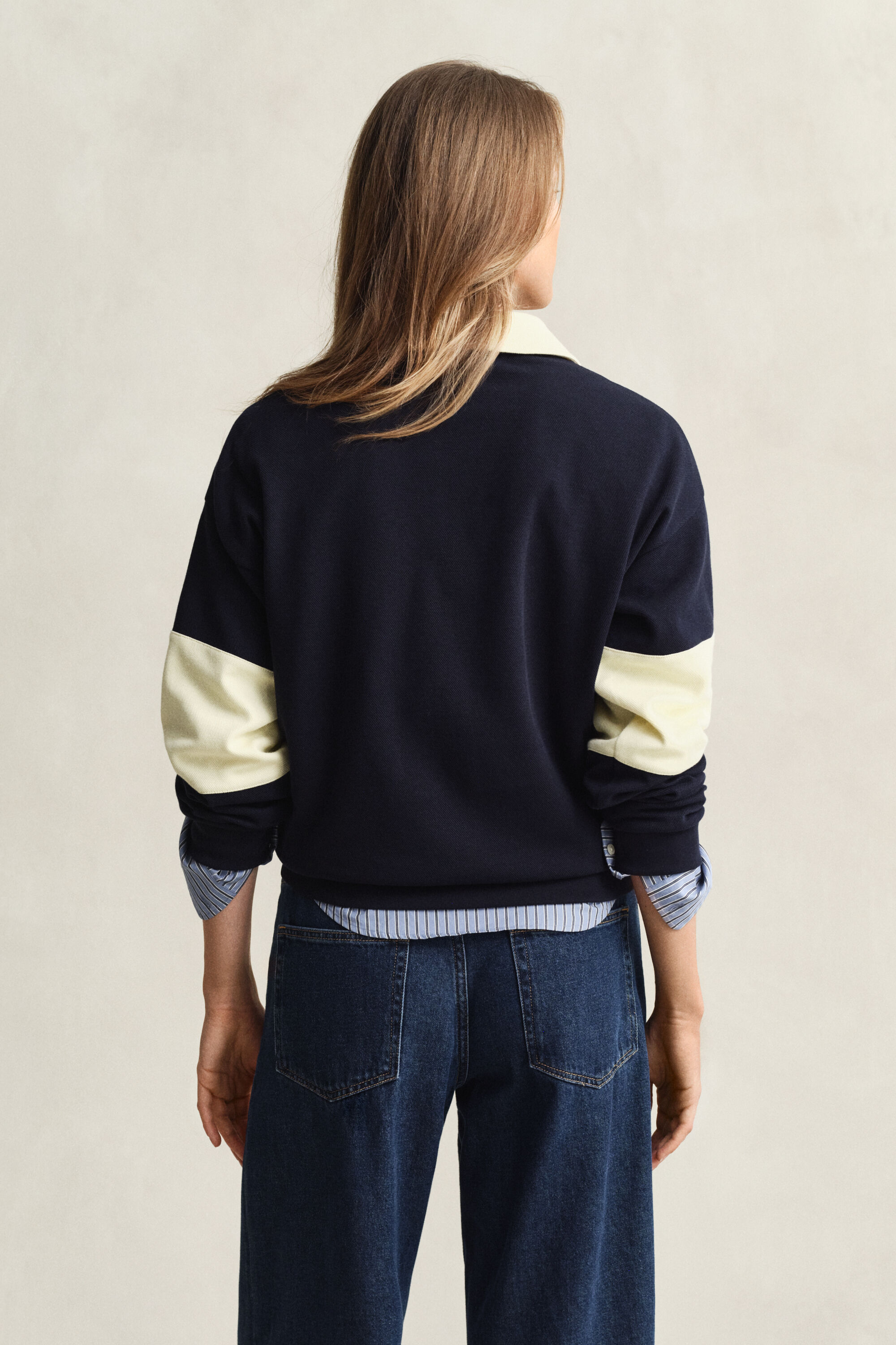 Piqué Textured Color Blocked Rugger