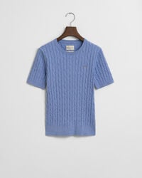 Stretch Cotton Cable Knit Sweater