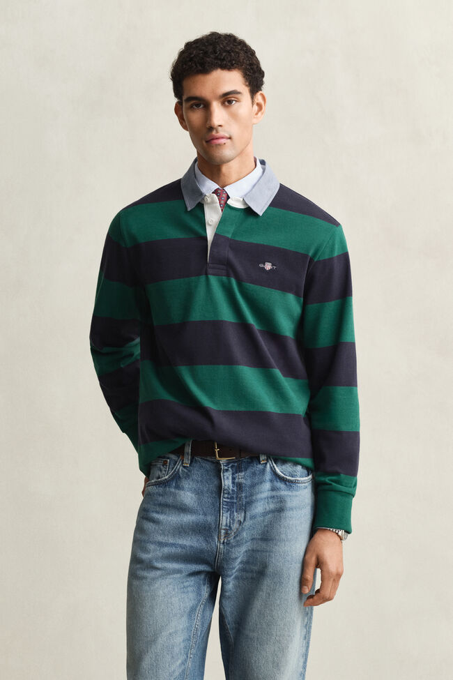 Chambray Collar Striped Heavy Rugger