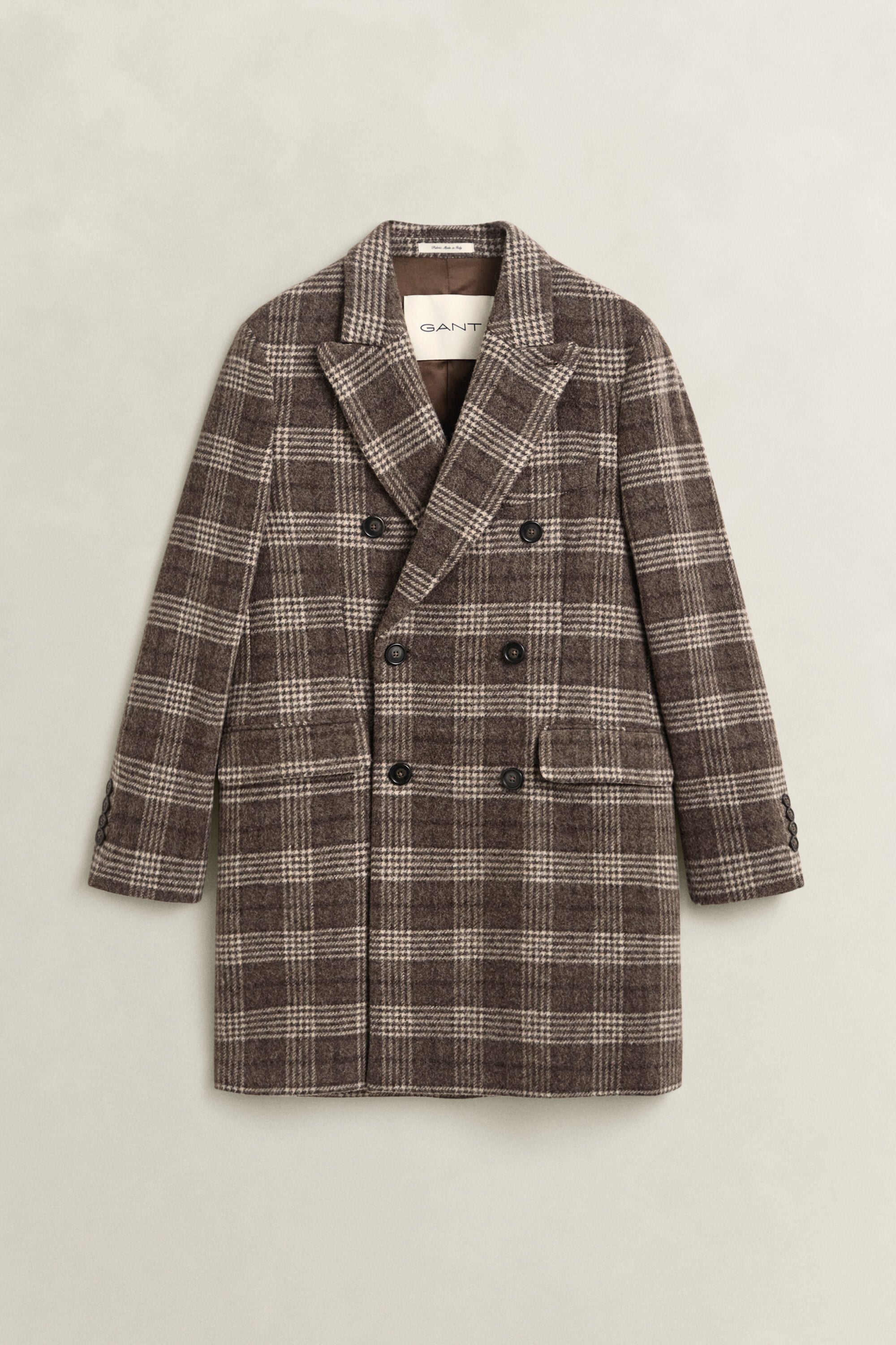 Double Breasted Wool Coat — SHADOW BROWN