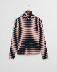 Striped Rib Long Sleeve Turtleneck Top