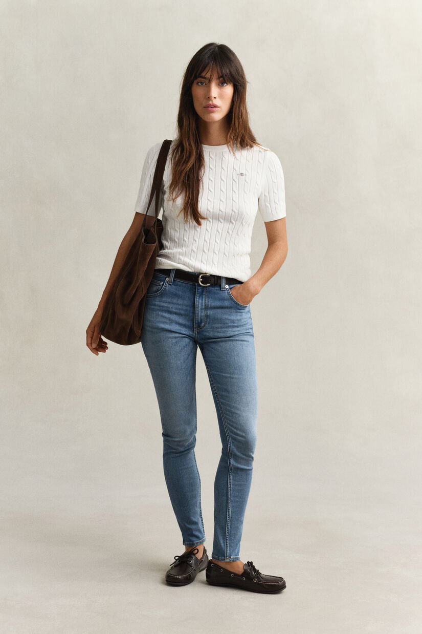 Cable Knit Short Sleeve Sweater