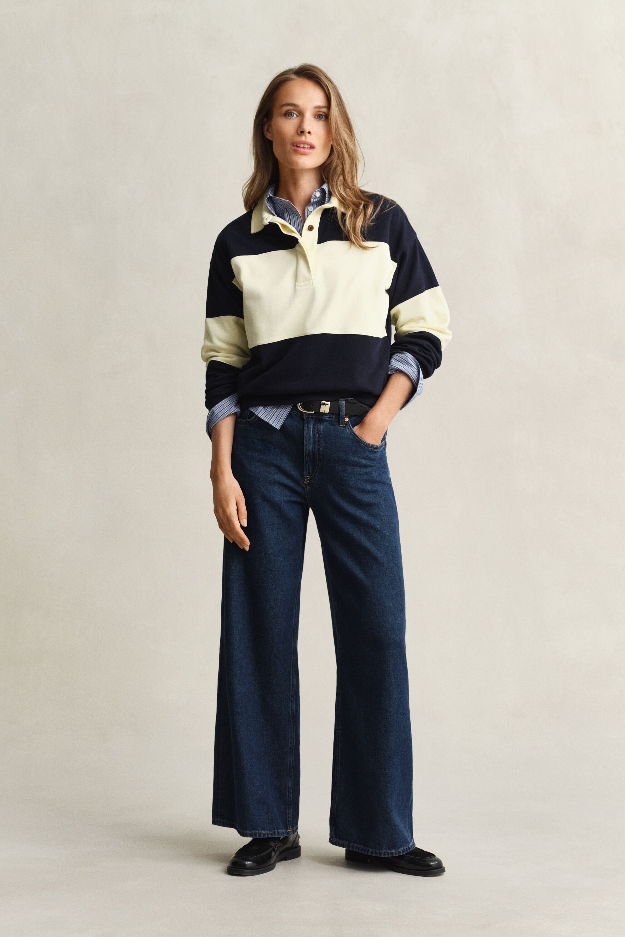 Piqué Textured Color Blocked Rugger