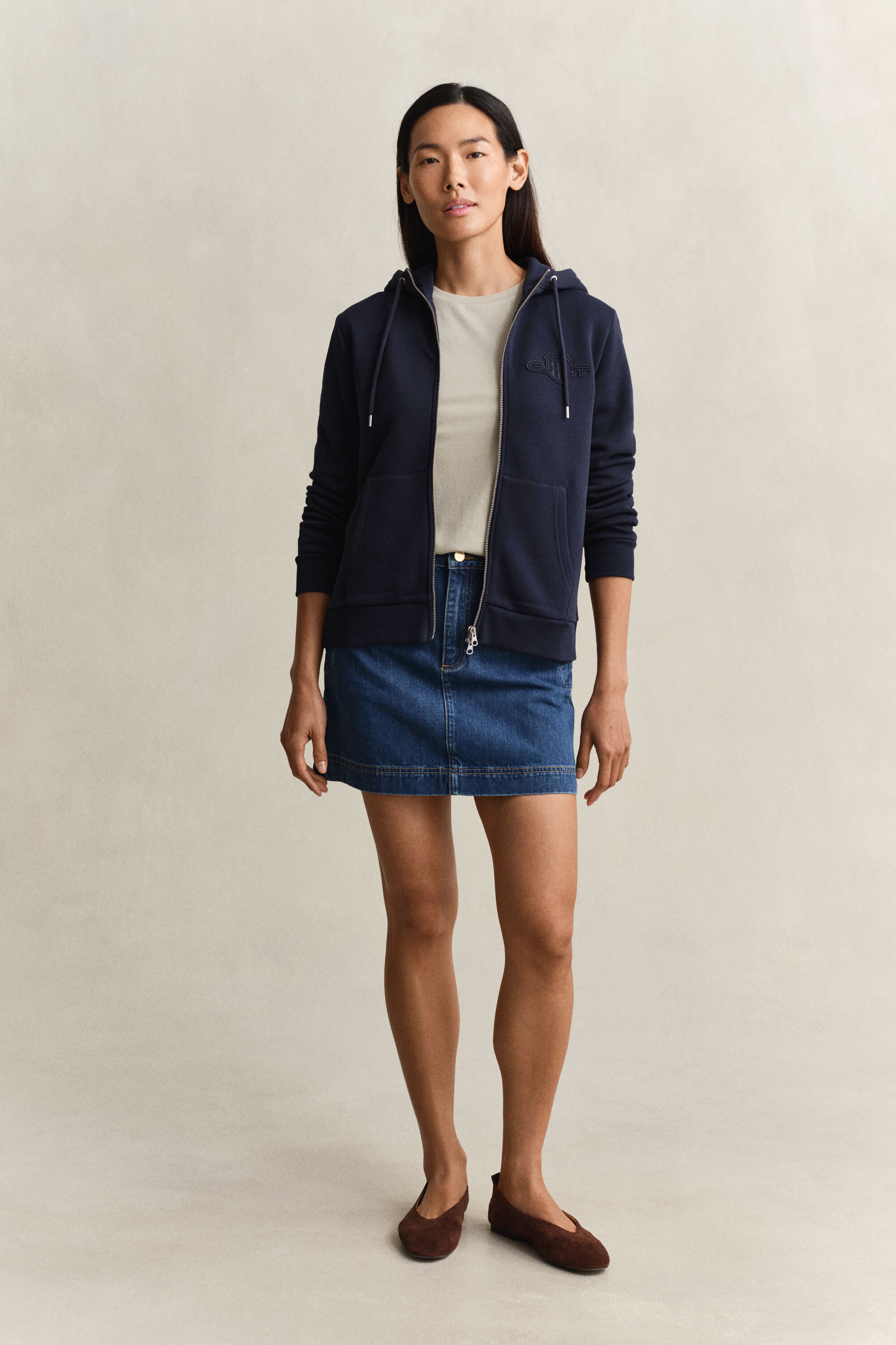 Tonal Shield Zip Hoodie