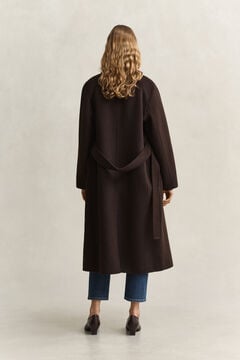Handstitched Belted Coat — DEEP BROWN 2
