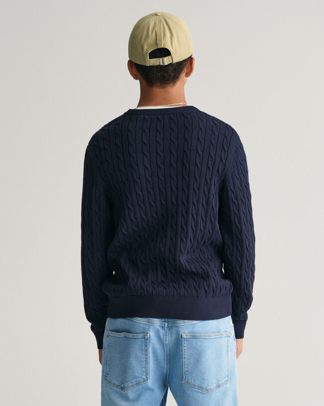 Cotton Cable Knit Crew Neck Sweater - GANT