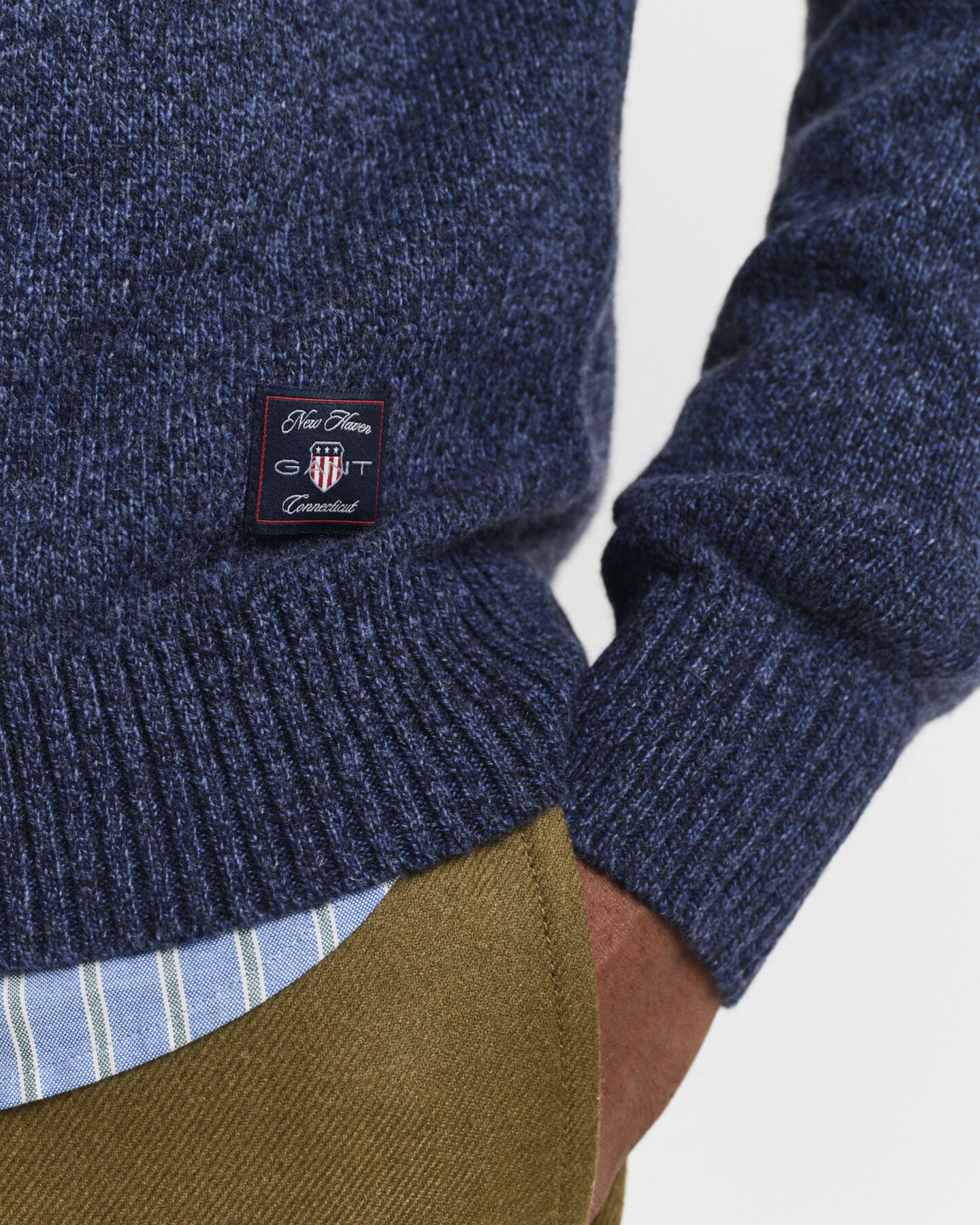 Wool Blend Mouliné Crew Neck Sweater