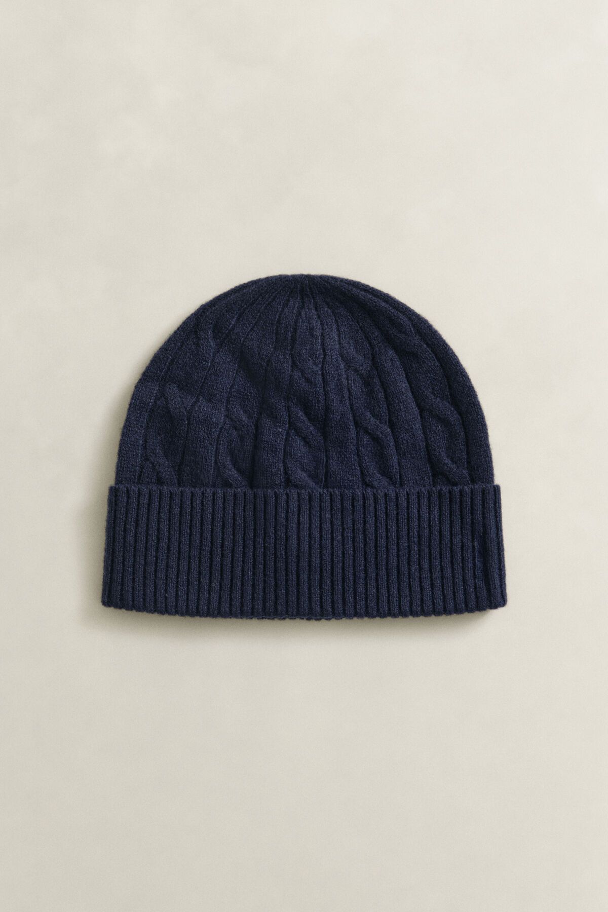 Wool Cable Knit Beanie — EVENING BLUE