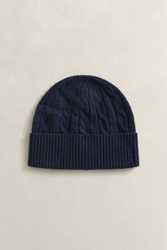 Wool Cable Knit Beanie — EVENING BLUE 2