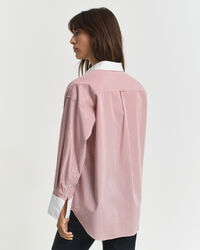 Oversized Contrast Collar Striped Shirt