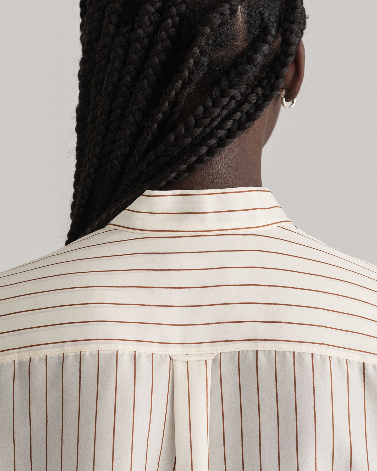 Pinstripe Bow Silk Shirt