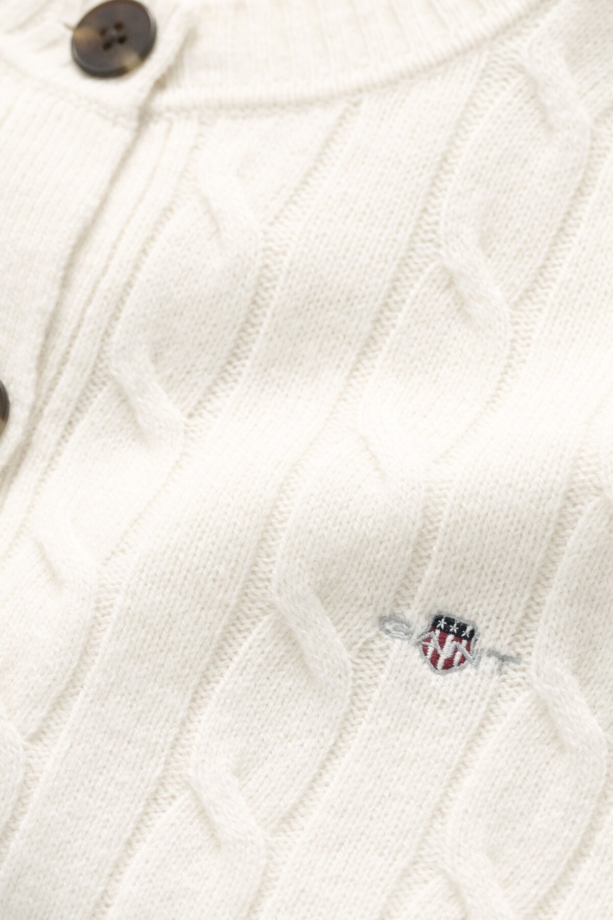 Lambswool Cable Knit Cardigan — CREAM