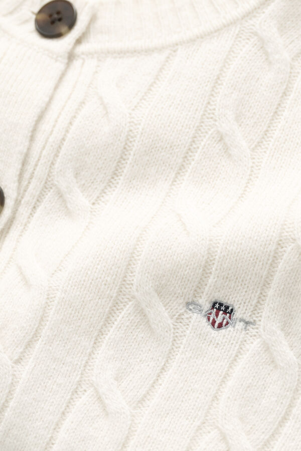 Lambswool Cable Knit Cardigan — CREAM