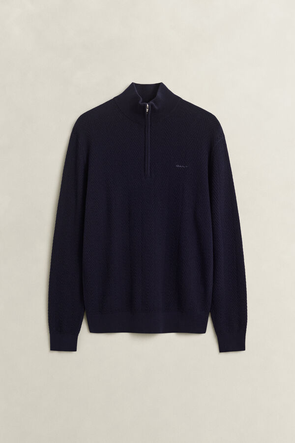 Herringbone Half-Zip Sweater — EVENING BLUE
