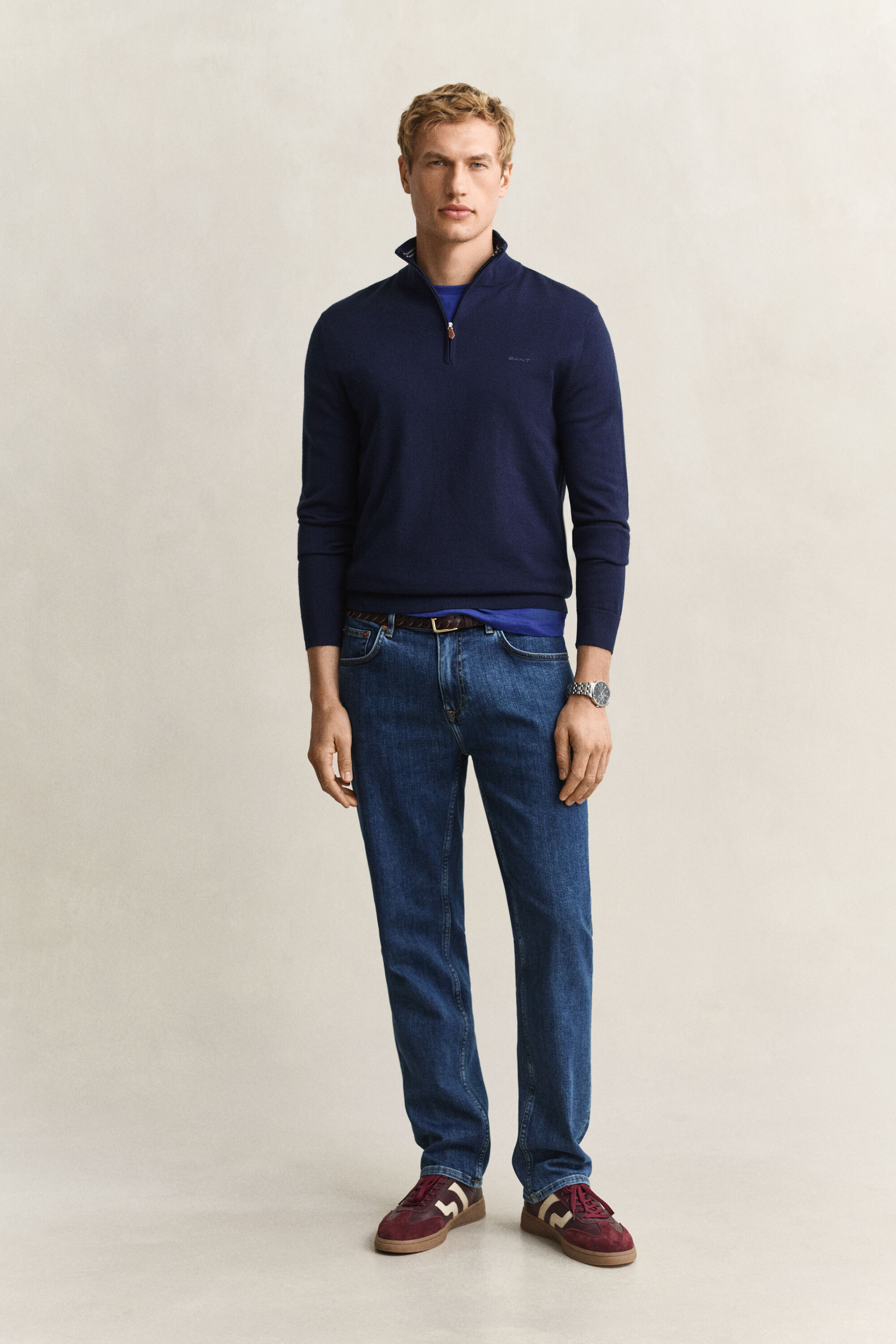 Merino Wool Half-Zip Sweater — MARINE