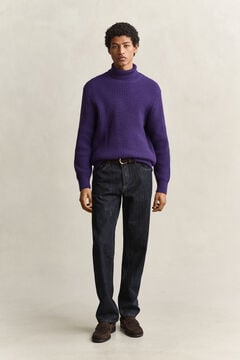 Textured Cotton Wool Turtleneck Sweater — PANSY PURPLE 6