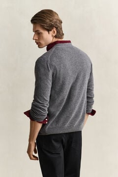 Lambswool V-Neck Cardigan — CHARCOAL MELANGE 2