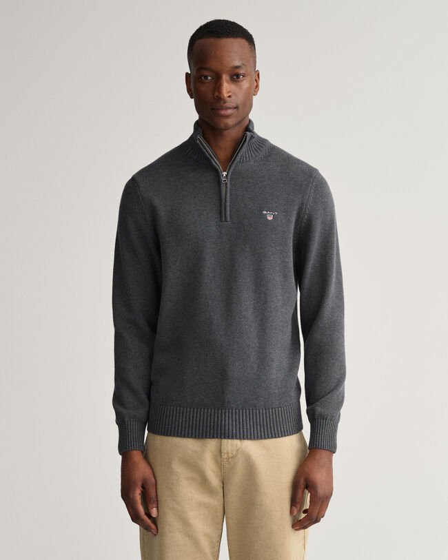 Textured Cotton Half-Zip Sweater by Gant Online