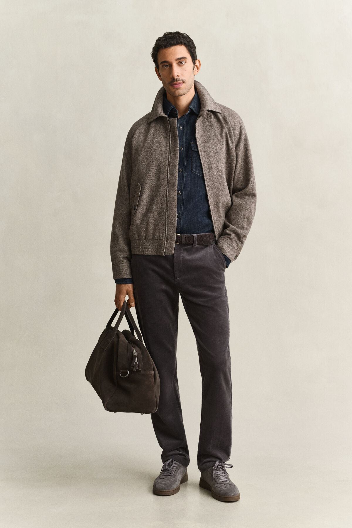 Wool Blend Windcheater Jacket — MIST TAUPE