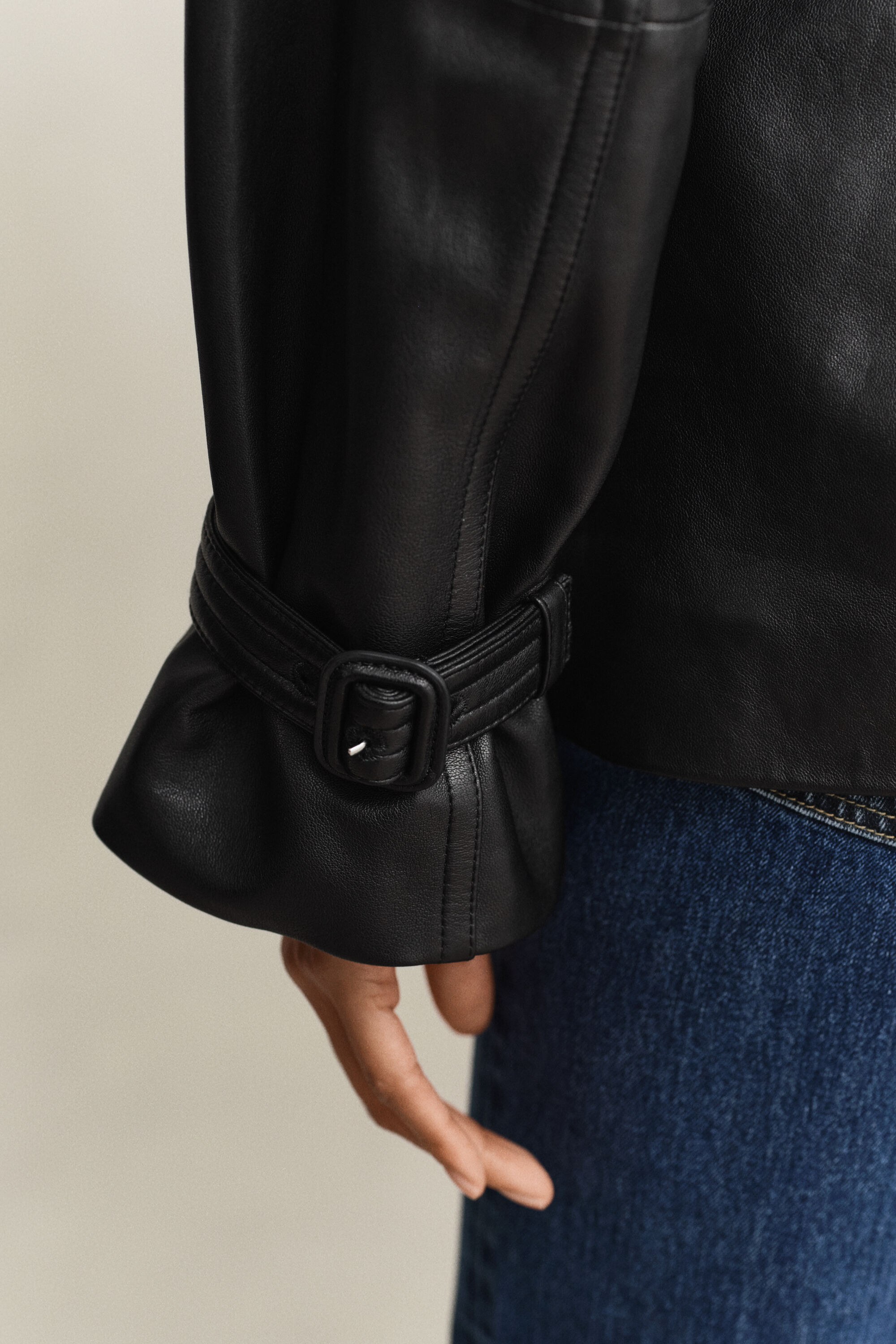 Short Leather Trench Coat