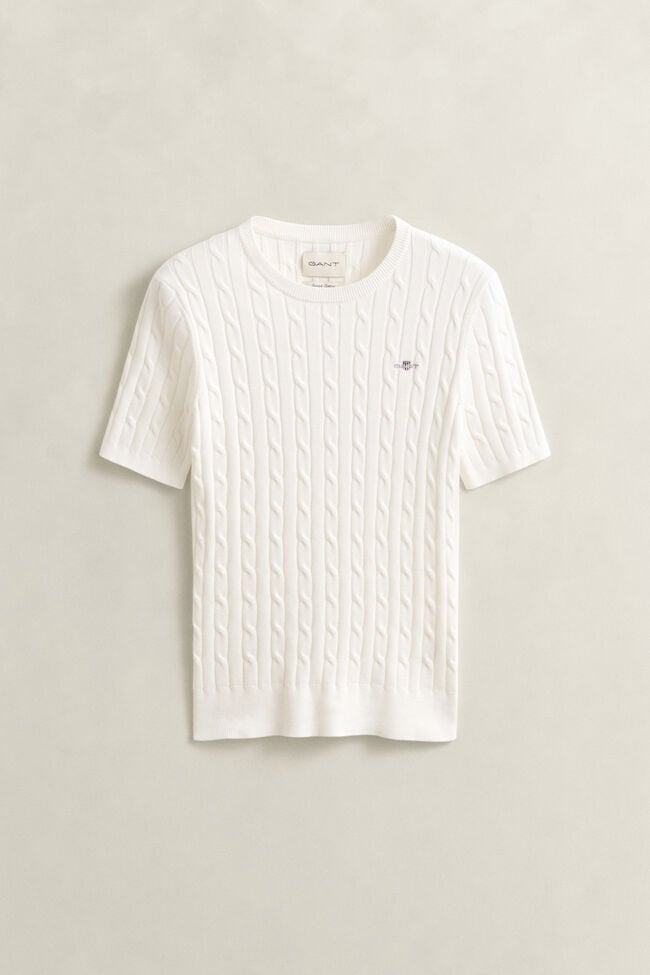 Cable Knit Short Sleeve Sweater