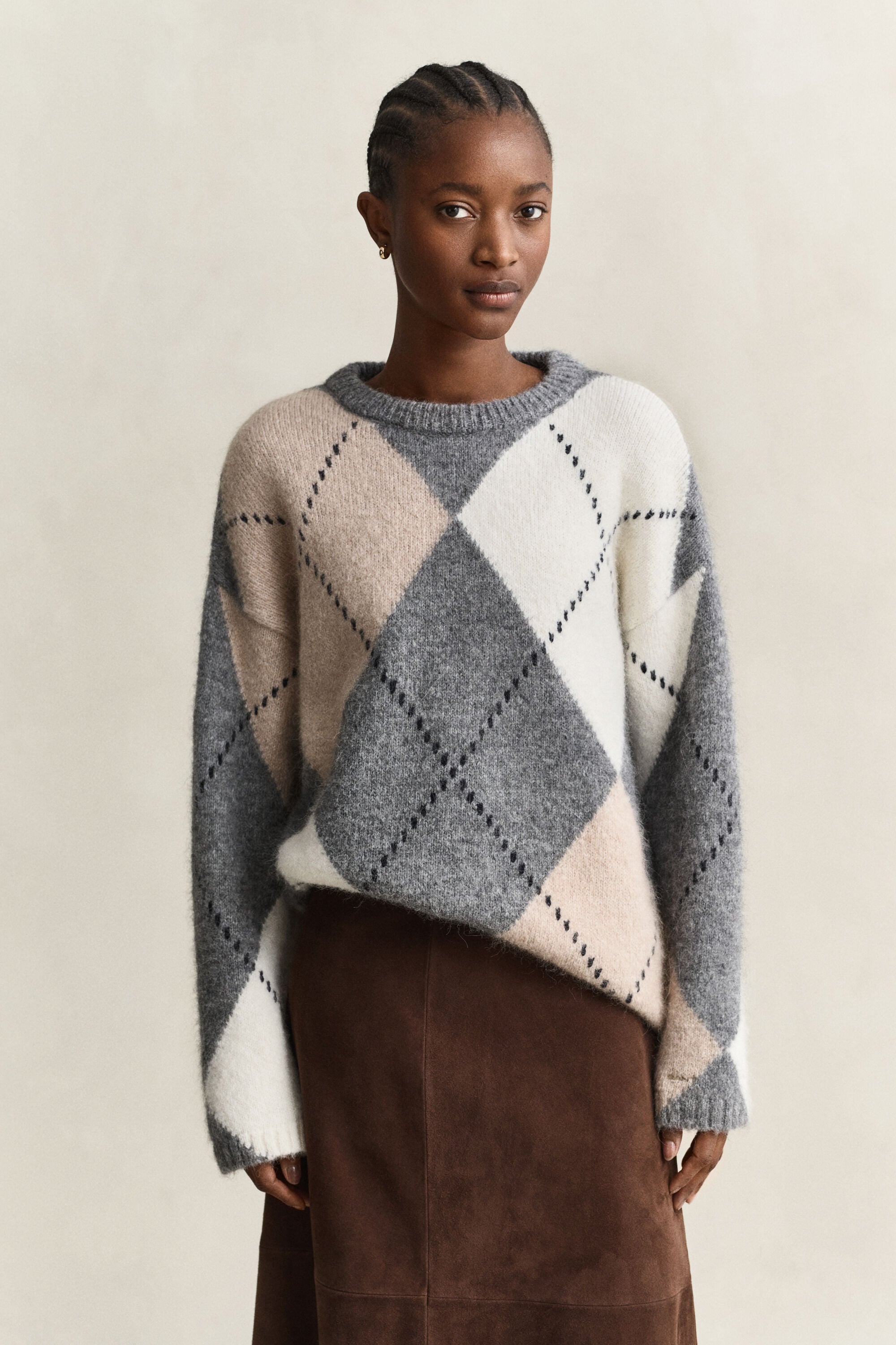 Alpaca Wool Blend Argyle Sweater