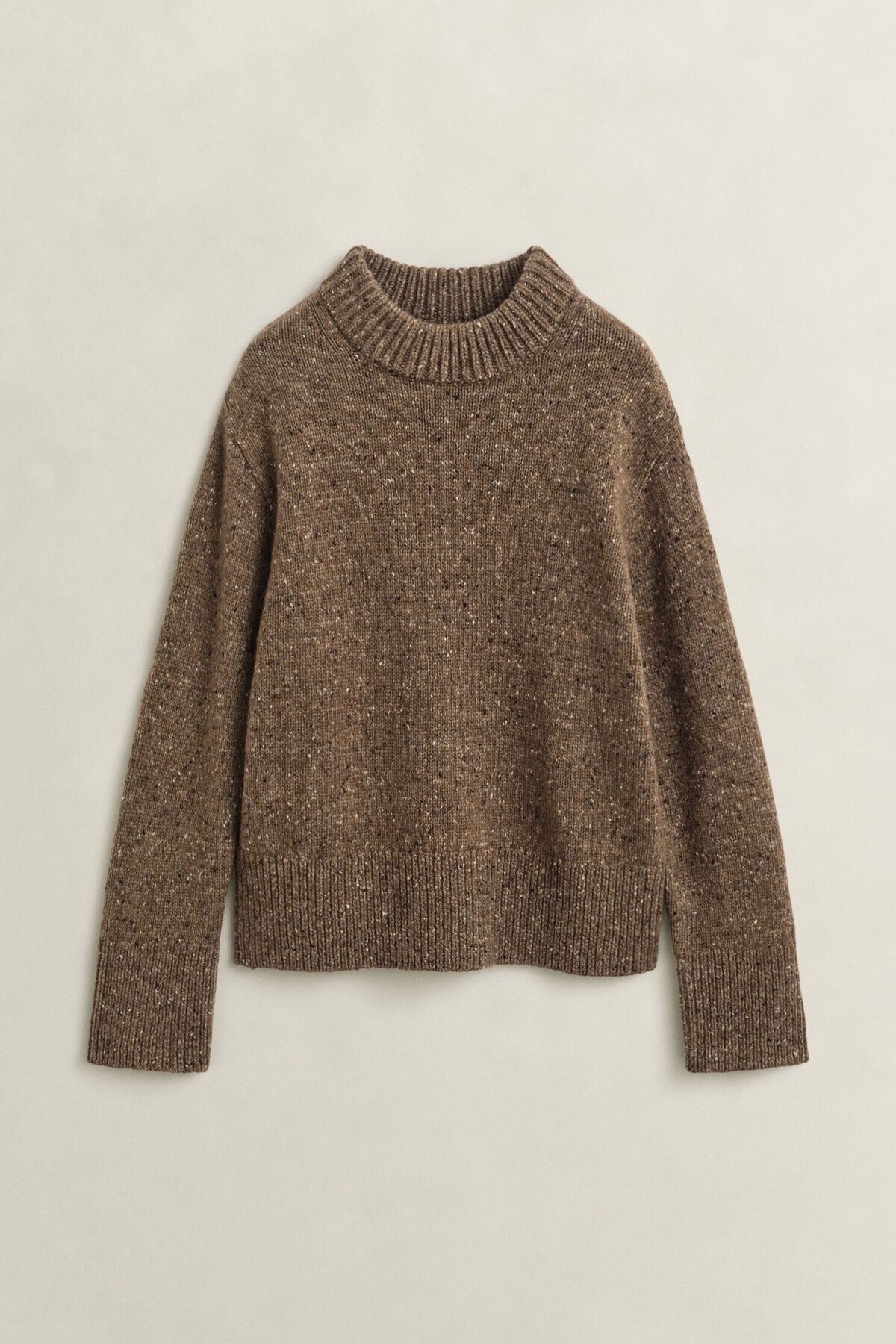Wool Blend Nepps Sweater — CARAMEL BROWN