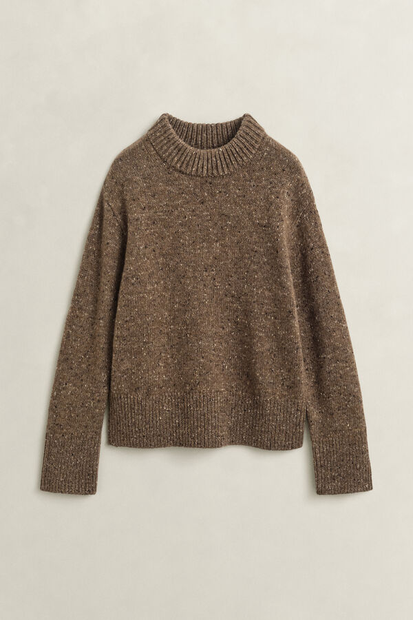 Wool Blend Nepps Sweater — CARAMEL BROWN