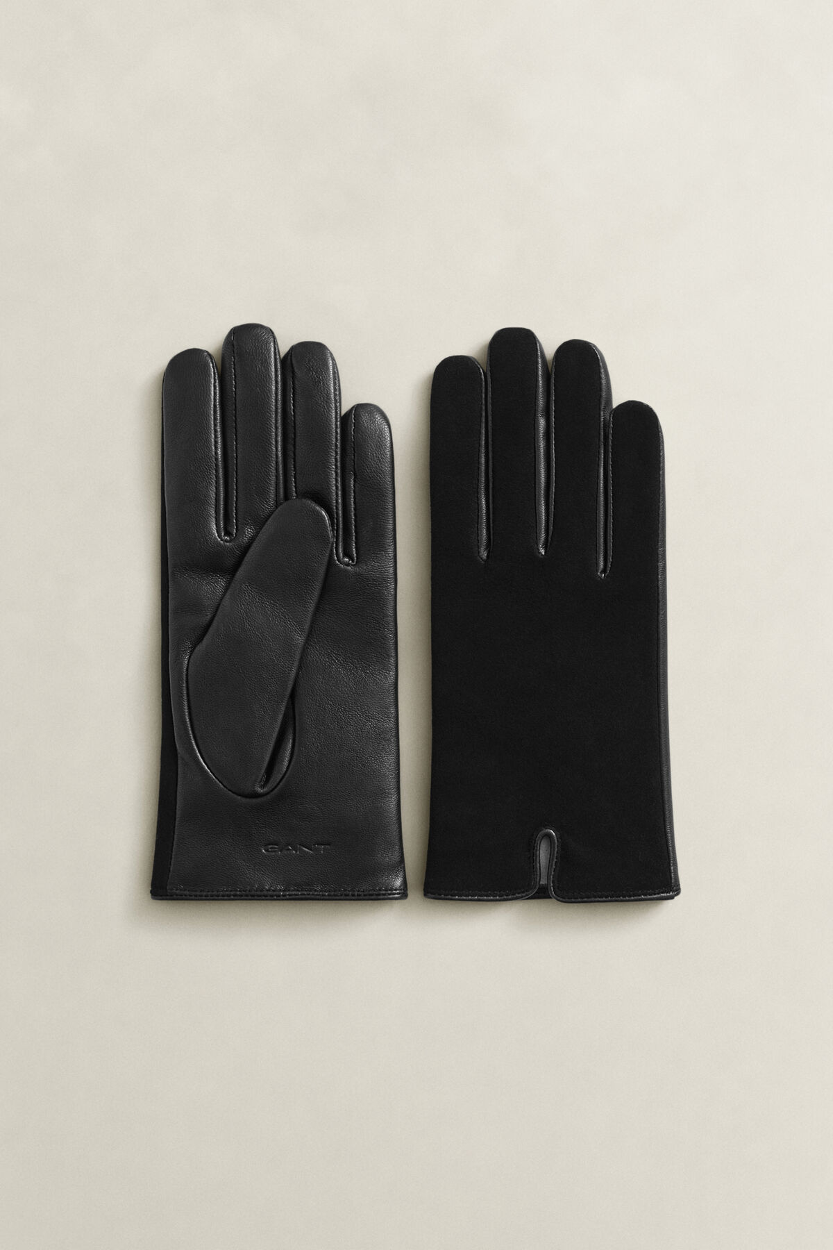 Leather Suede Gloves — BLACK