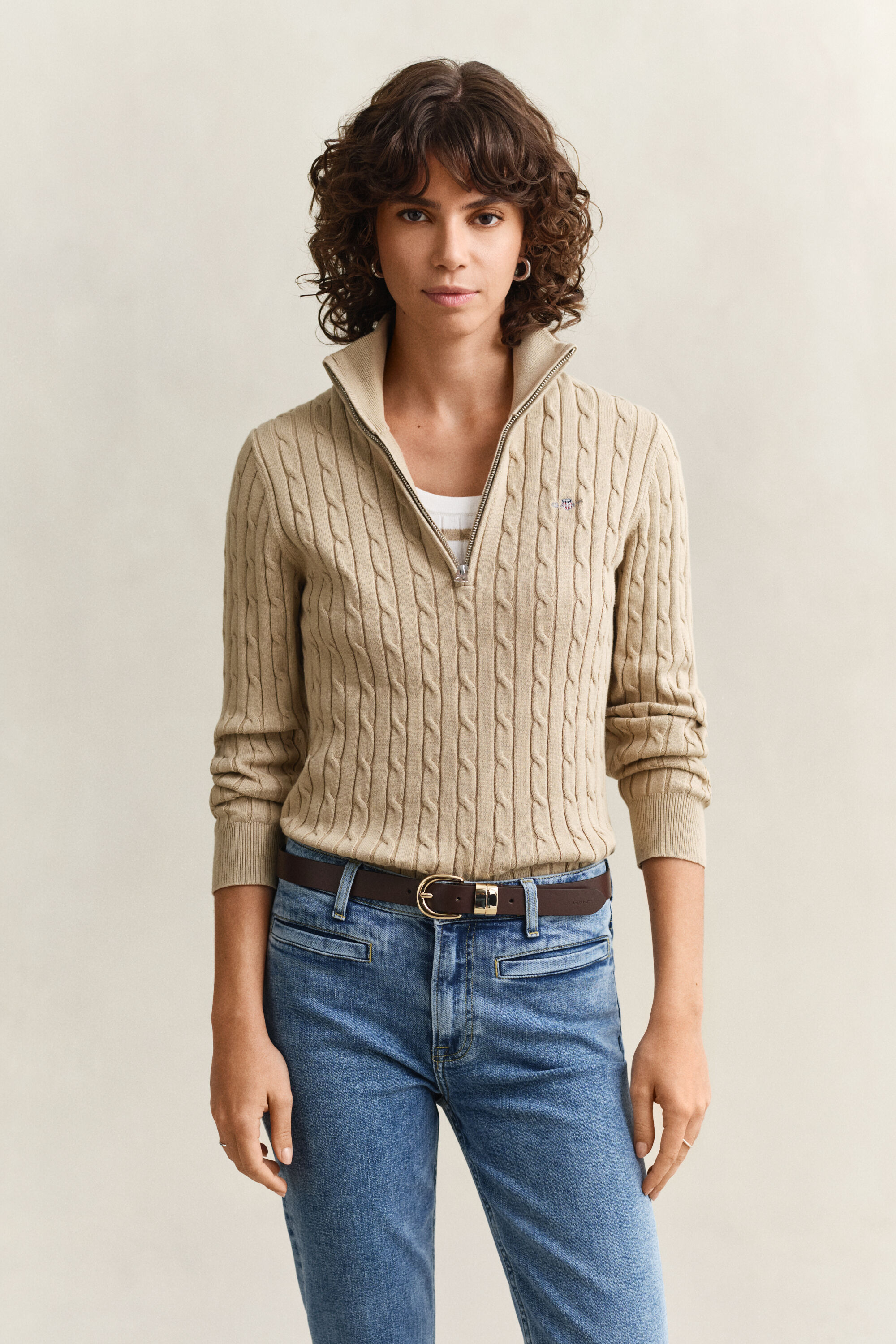 Cable Knit Half-Zip Sweater