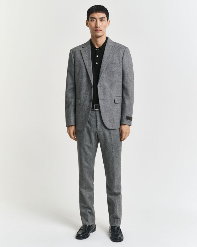 Slim Fit Flannel Herringbone Suit Pants