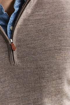 Merino Wool Half-Zip Sweater — DK HAZELNUT MELANGE 4